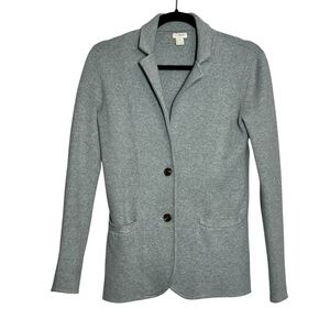 J Crew Factory Sweater Blazer 2 Button Gray Preppy Academia Classic Size XXS
